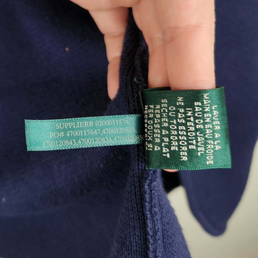 LRL Lauren Ralph Lauren Navy Blue Cotton Knit Sweater Blazer sz PM - Picture 10 of 10